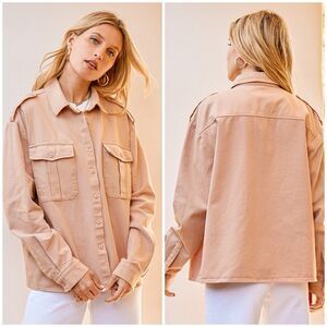 Lulus Tried and True Button Up Top Women's XS Blush Long Sleeve